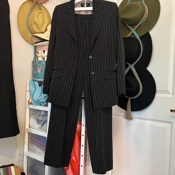 Jones Wear Black Pinstripe Women's Blazer and Trousers - Picture 2 of 9
